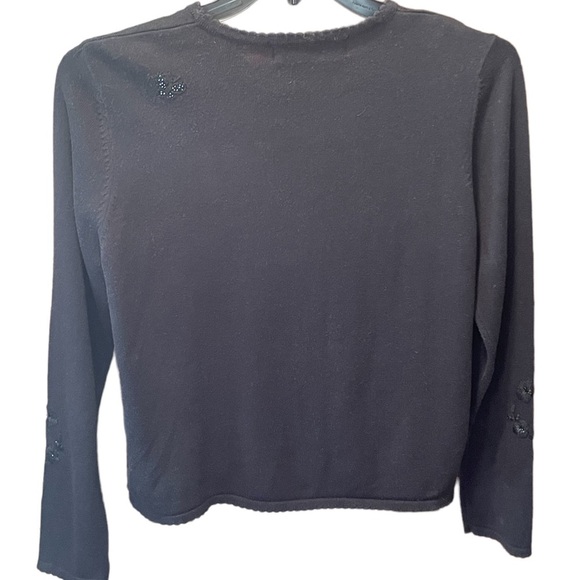 Karen Scott Black Embroidered Cardigan Sweater with beading, size medium - Picture 3 of 8